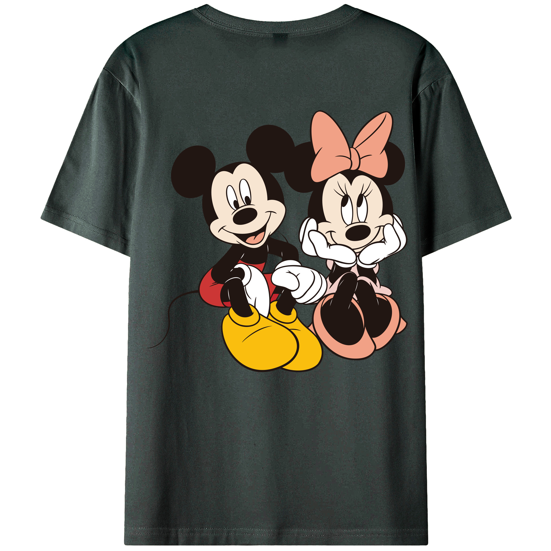 ミッキーマウス Mickey Mouse 綿100％ メンズ半袖Tシャツ（バックプリント） 通気性
